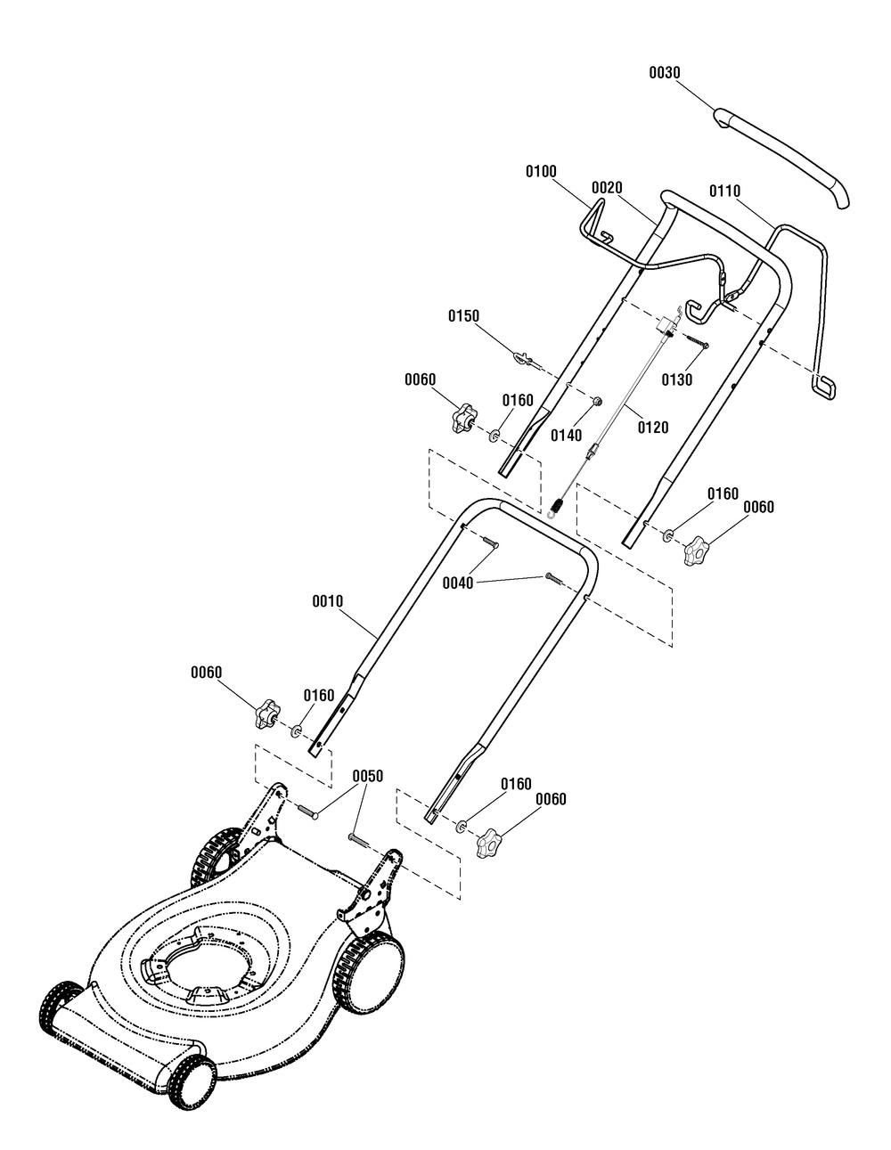 Handle Group, 16" Single Spd (881439) Diagram and Parts List for 881579-CXM550E 2013 Briggs and Stratton Lawn Mower